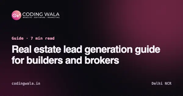 Cover card for the guide “Real estate lead generation guide for builders and brokers” by Coding Wala