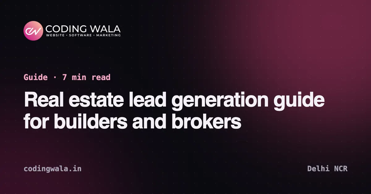 Cover card for the guide "Real estate lead generation guide for builders and brokers" by Coding Wala