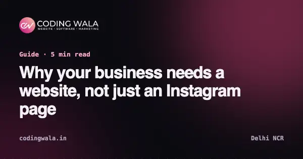Cover card for the guide “Why your business needs a website, not just an Instagram page” by Coding Wala